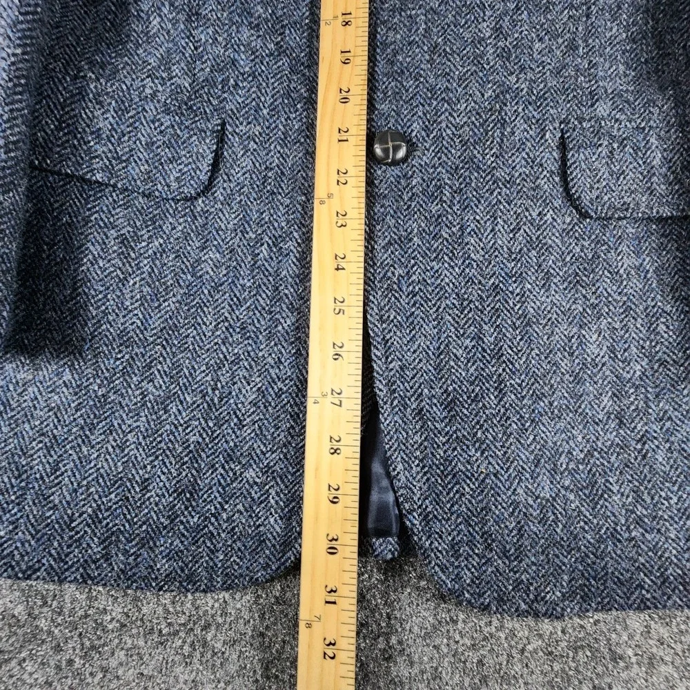 Harris Tweed Jos A Bank‎ Men's 38R Blue  Herringbone Tweed Blazer Sport Coat